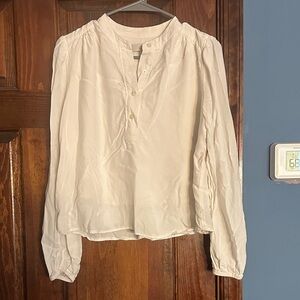 LOFT Cream Button-Up Blouse